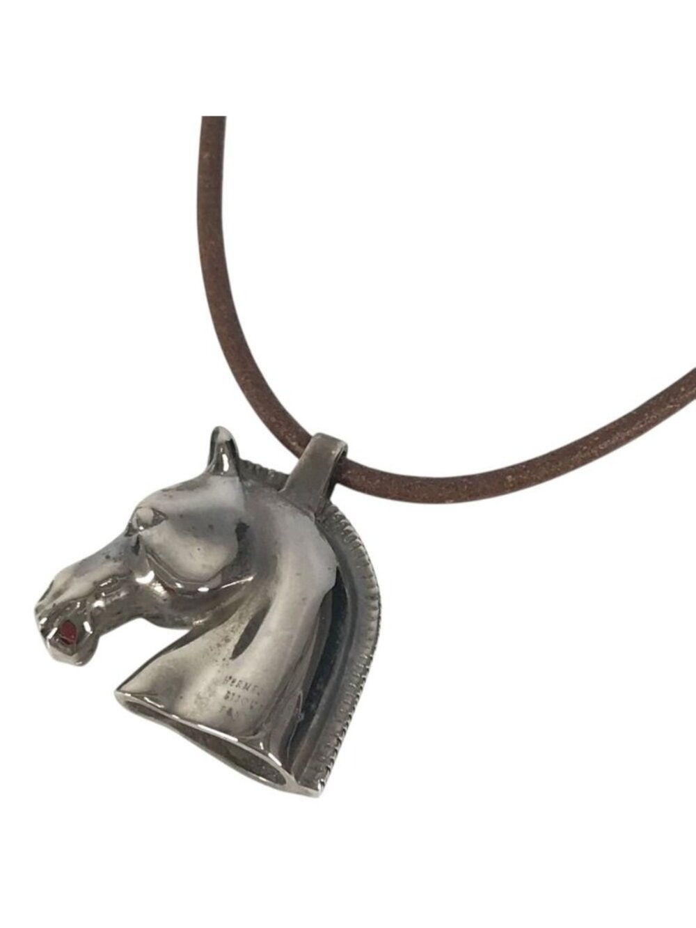 Hermes Necklace Cheval Horse Metal Silver